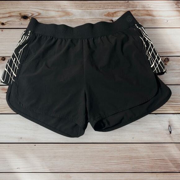 Zella‎ Lined Athletic Shorts Black Running Gym Activewear Drawstring Logo Medium - Picture 1 of 7
